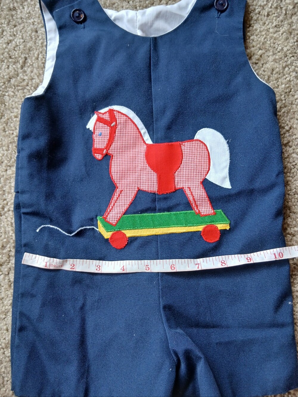 Vintage Set of Boys Rompers with Horse Applique & Champ Overalls - Picture 3 of 11
